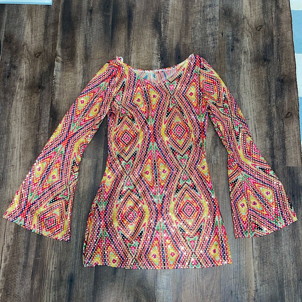 Sequin 60s/70s girl hippie Halloween costume for young girl size unsure
